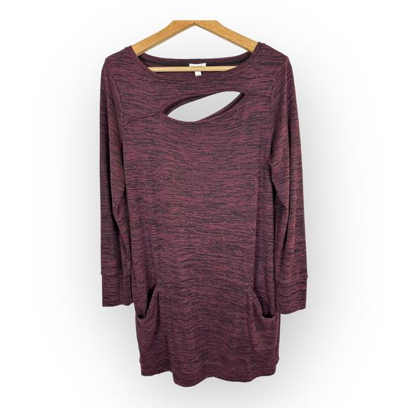 Soma Womens size Medium Heathered Long Sleeve Cutout Tunic Sweater Dress - Picture 1 of 8